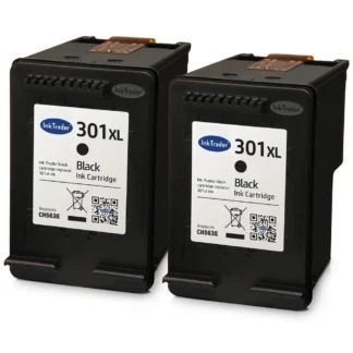 2x Remanufactured HP 301XL High Capacity Black Ink Cartridges