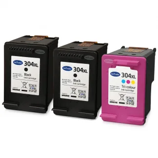 2x Remanufactured HP 304XL Black & 1x Colour Ink Cartridge Multipack