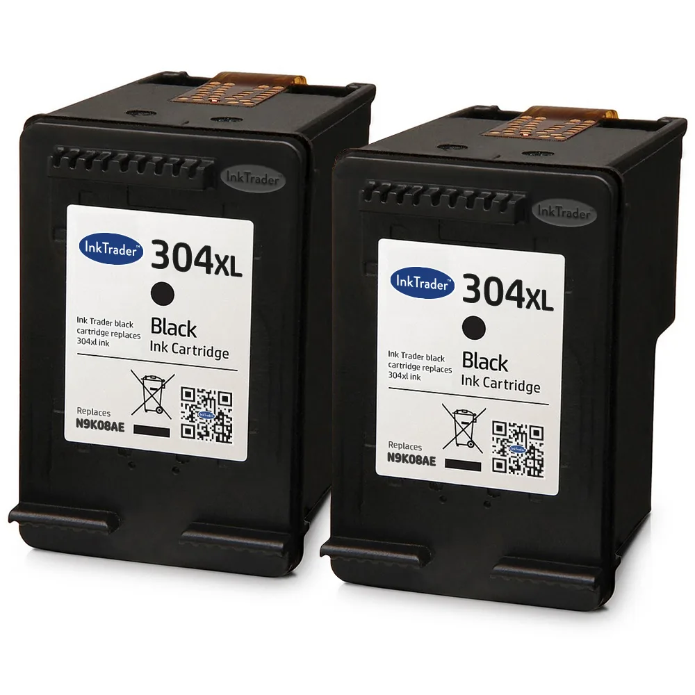 2x Remanufactured HP 304XL High Capacity Black Ink Cartridges