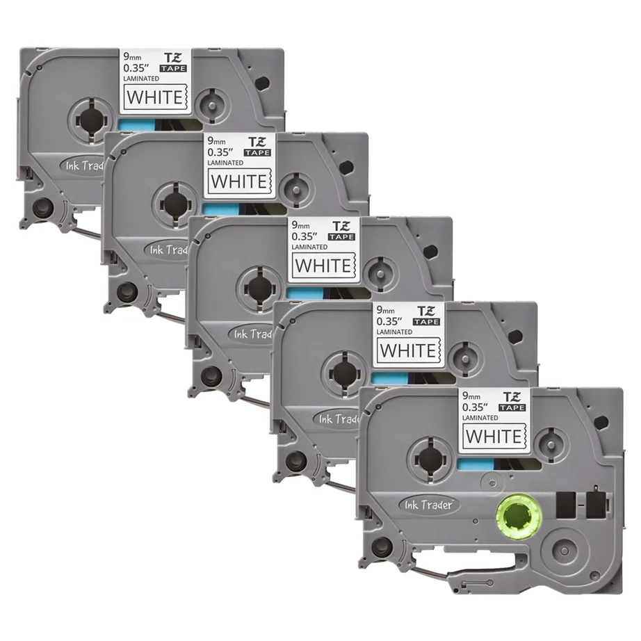 5x Brother P-Touch TZE-221 White Labels - Brother P-Touch TZE221