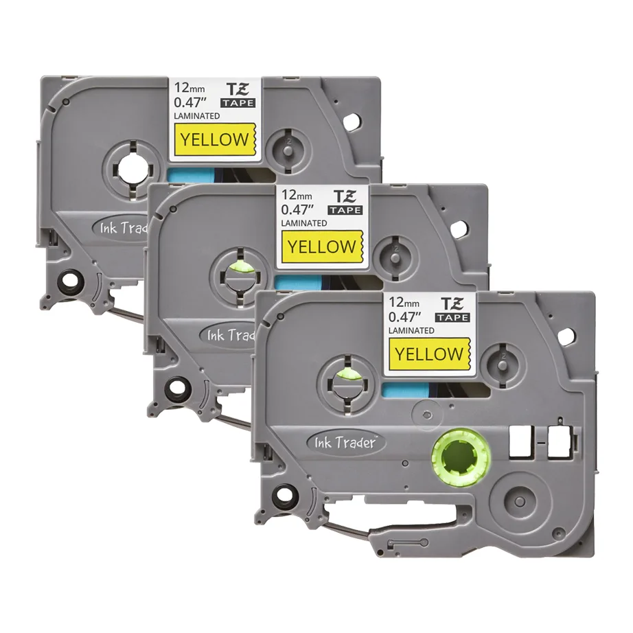 3x Brother P-Touch TZE-631 Yellow Labels - Brother P-Touch TZE631