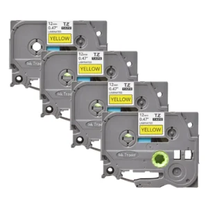 4x Brother P-Touch TZE-631 Yellow Labels - Brother P-Touch TZE631